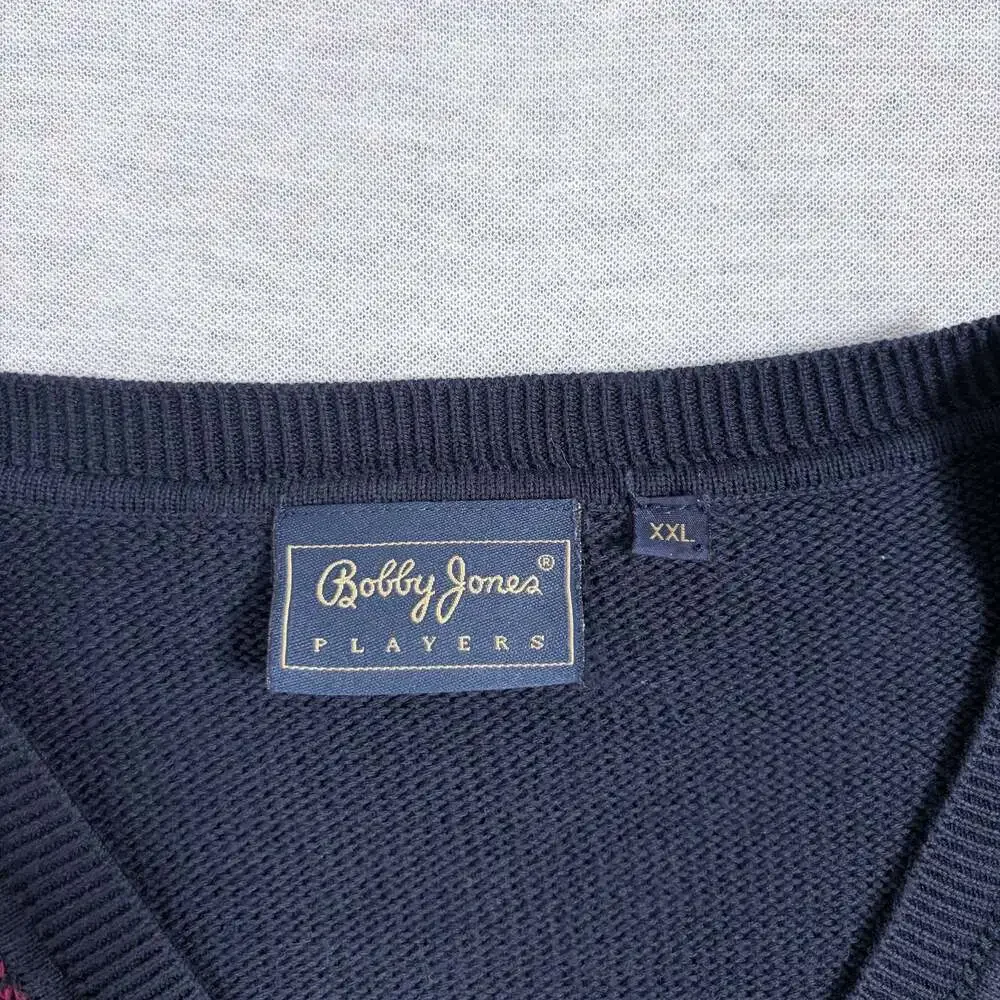 Bobby Jones Players Sea Island Plaid V-Neck Cotton Sweater Vest XXL